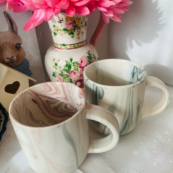 World Market Marble Stoneware Look Ceramic Set of Cafe Mugs - Picture 15 of 15